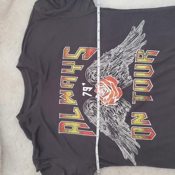 Always On Tour Lace Fringe Band Tee Tunic NWOT - Picture 7 of 7